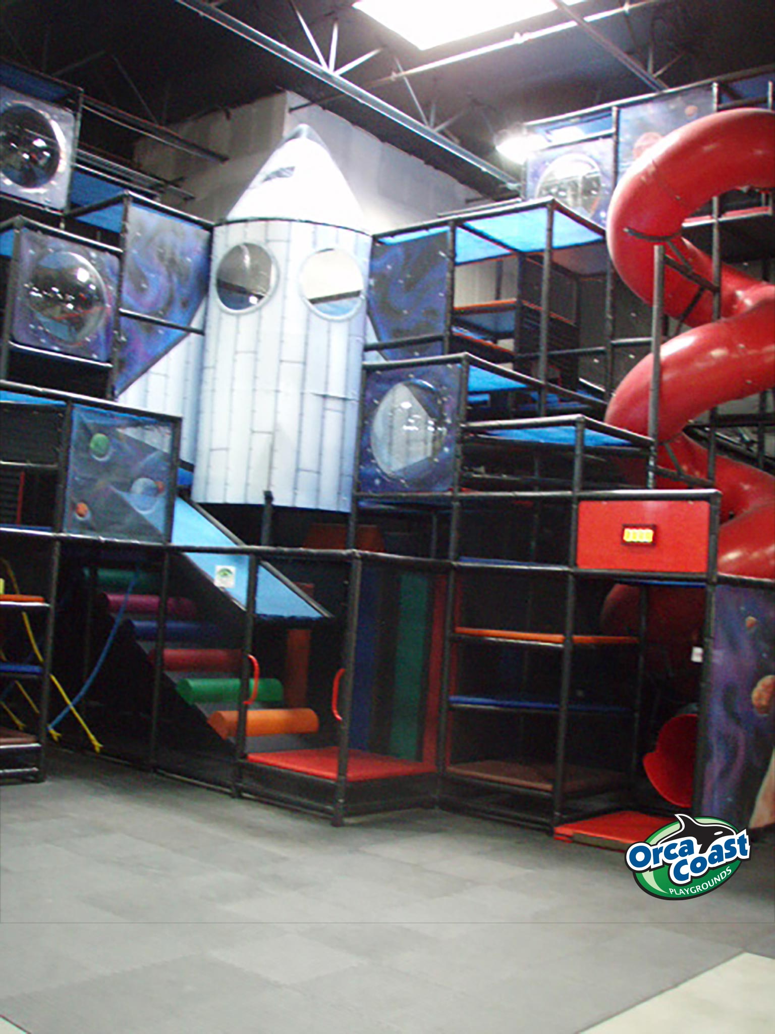 Space themed commercial indoor playground at Out of This World in Hillsboro, OR