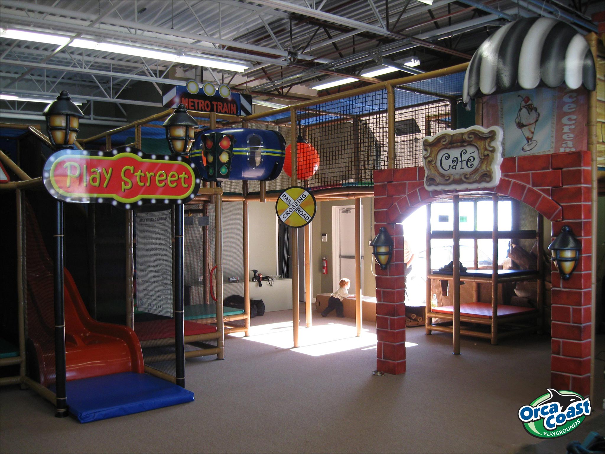 Urban themed indoor playground at Play Street in Peterborough, ON