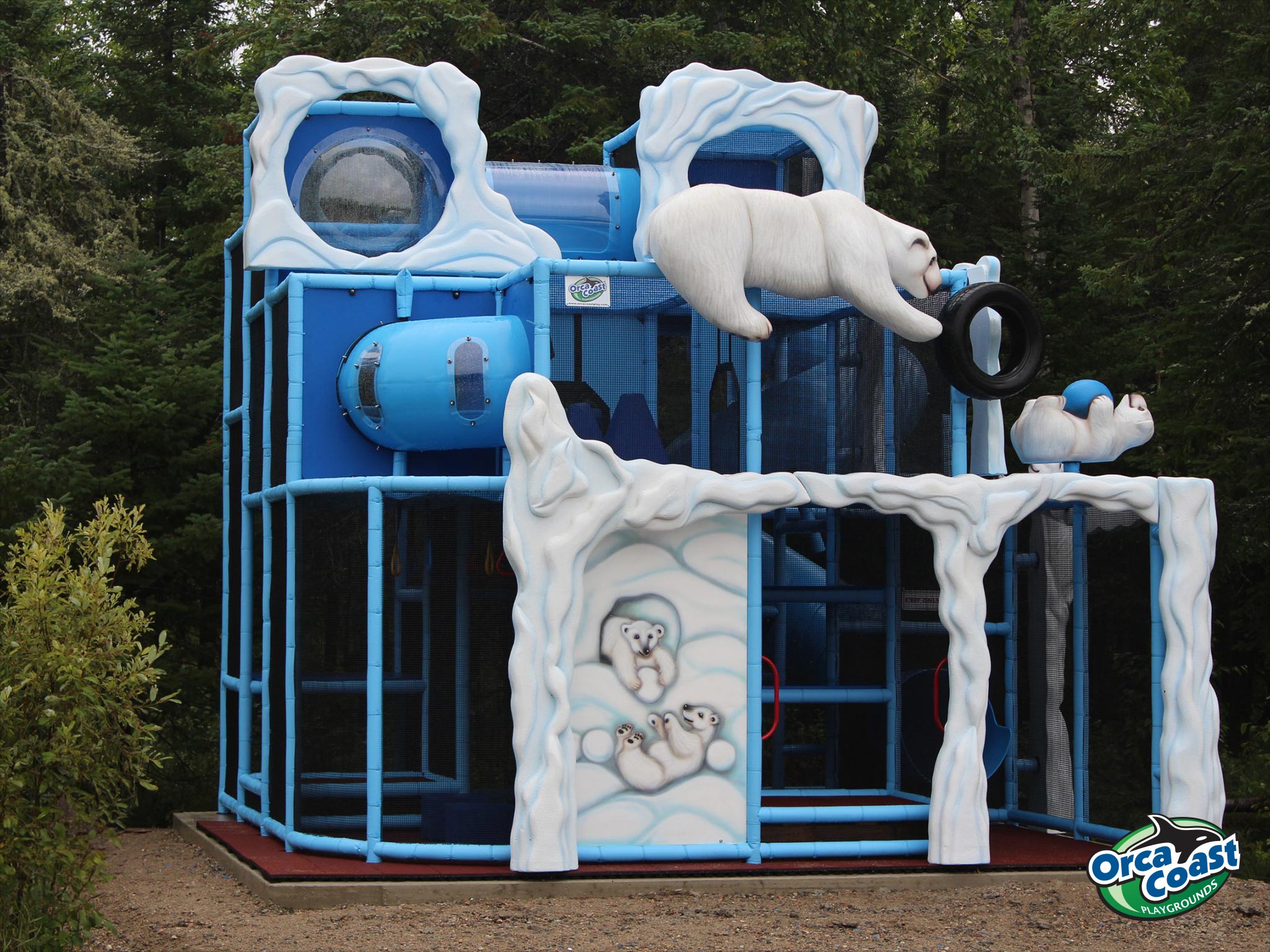 Outdoor polar bear themed playground at the Polar Bear Habitat in Cochrane, ON
