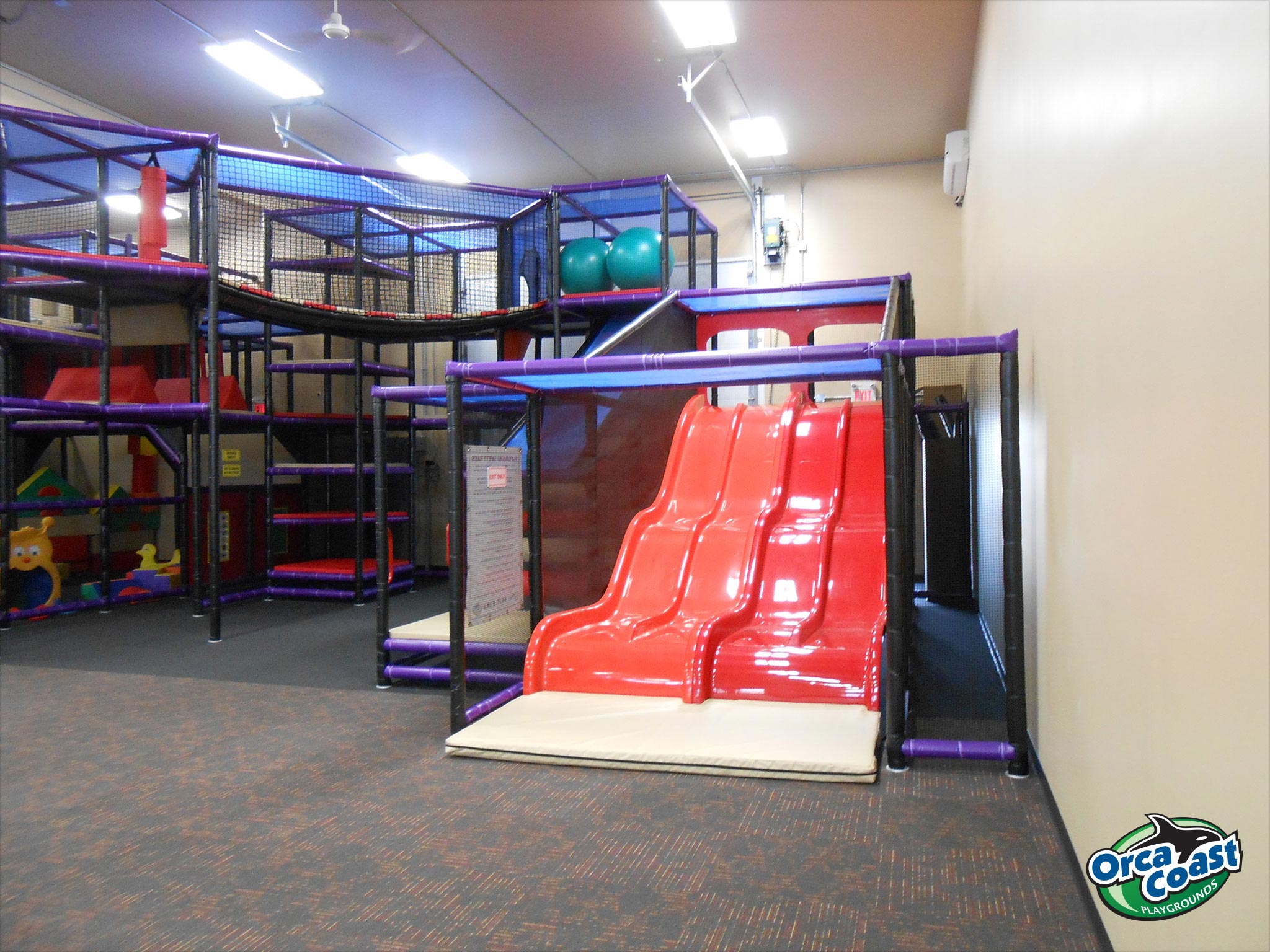 Orca Coast Playground Ltd. designed and built the indoor playground at CJ's Climb and Play in Warman, Saskatchewan